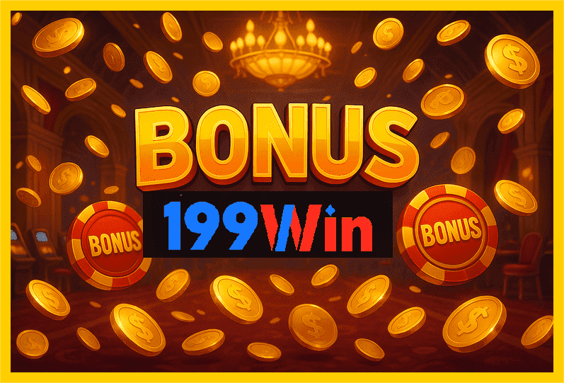 Imagem promovendo bônus 199WIN com recompensas imperdíveis.
